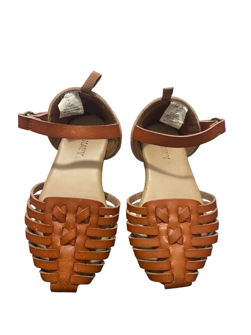 Girls Tan Leather Huarache Sandals - (Brand: )